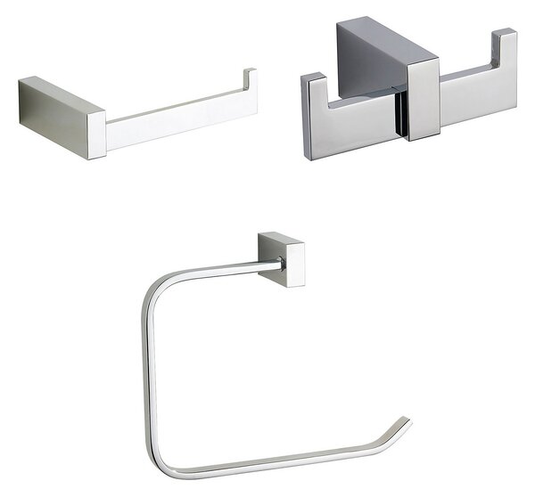 Square 3 Piece Wall Mounted Bathroom Accessories Set