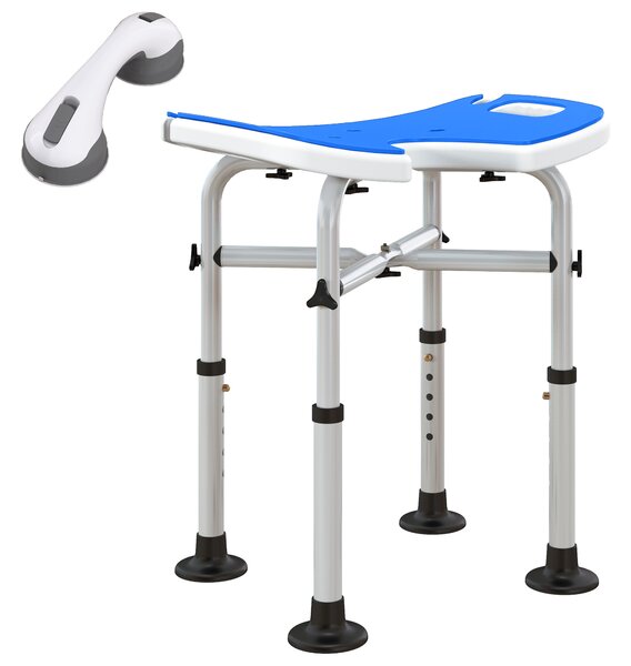 HOMCOM 39-51.5cm 'U' Seat Padded Shower Stool - Dark Blue