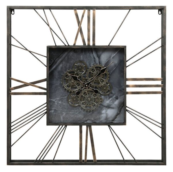 Wall Clock Home ESPRIT Black Golden Metal Crystal 80 x 8 x 80 cm