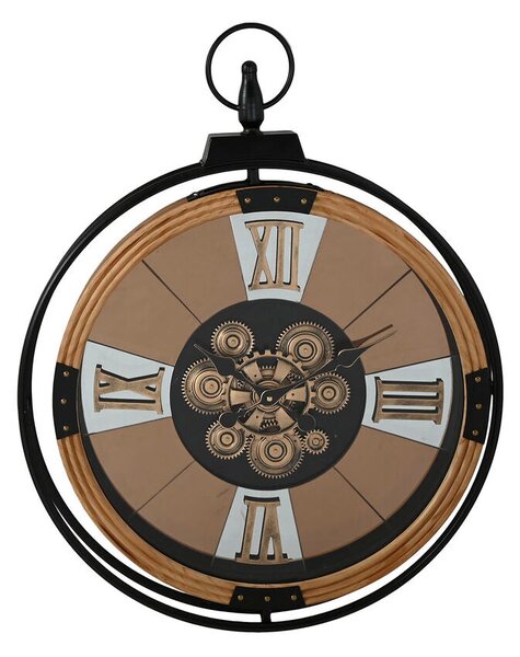 Wall Clock Home ESPRIT Black Golden Metal Pine Vintage 60 X 8 X 77 cm