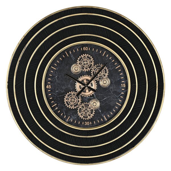 Wall Clock Home ESPRIT Black Golden Metal Crystal 108 X 8,5 X 108 cm