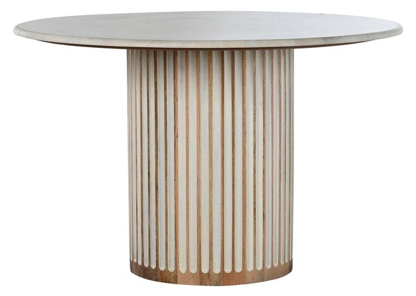 Dining Table Home ESPRIT White Natural Marble Mango wood 120 x 120 x 76 cm