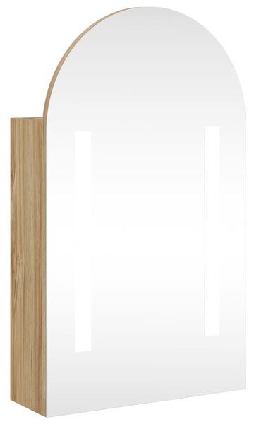 Bathroom Mirror Cabinet with LED Light Arched Oak 42x13x70 cm