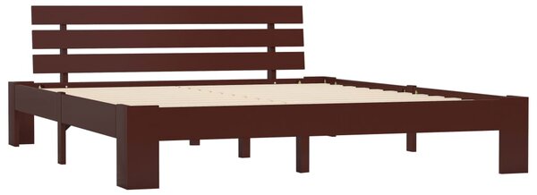 Bed Frame without Mattress Dark Brown Solid Pine Wood 160x200 cm