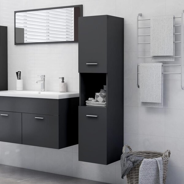 Bathroom Cabinet Grey 30x30x130 cm Engineered Wood