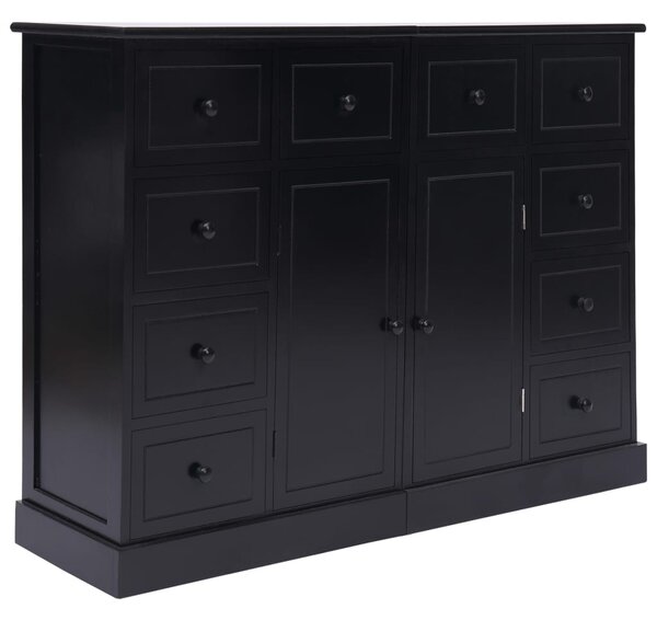 Sideboard with 10 Drawers Black 113x30x79 cm Wood