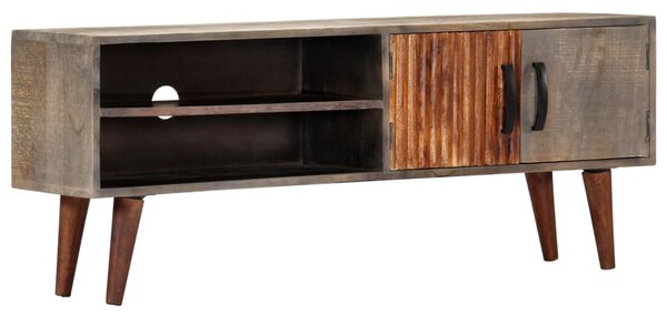 TV Cabinet Grey 130x30x46 cm Solid Rough Mango Wood