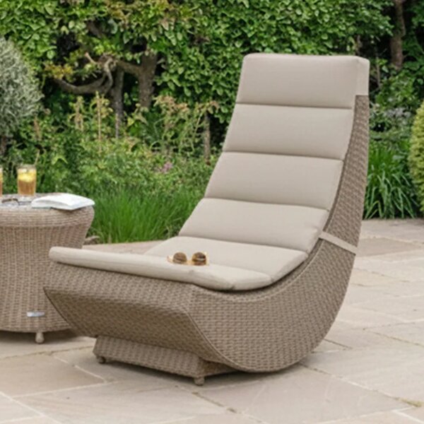 Haverhill Garden Rattan Lazy Chair with Dusk Cushions In Natural Weave