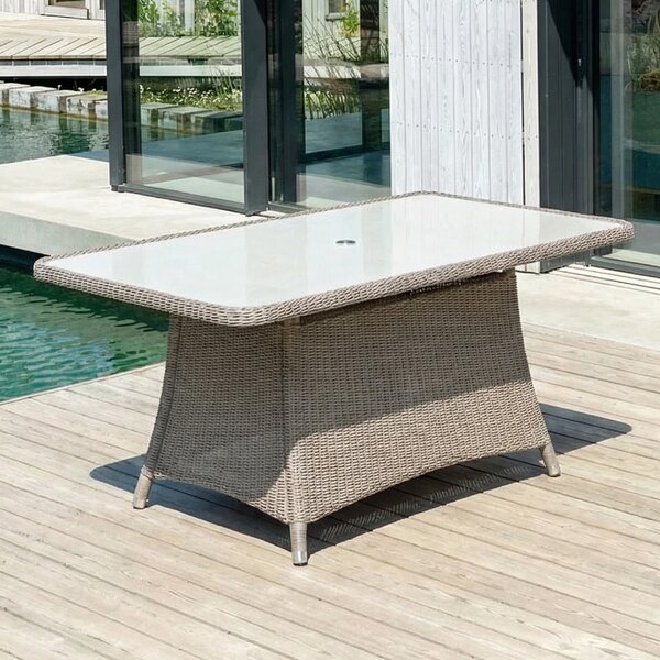 Haverhill Garden Natural Weave Dining Table with Ceramic Effect Tempered Glass Top