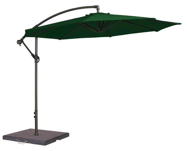Aviro Garden Green Polyester Round Cantilever 3.0m Parasol with Granite Base