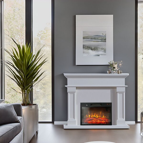 Free Standing Electric Fires ElectricSun Marisa White, with Sound Effect, 3 Colour, with APP, W120xH102cm