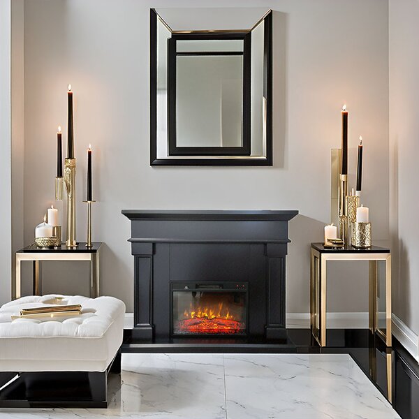 Free Standing Electric Fires ElectricSun Marisa Black Matte, with Sound Effect, 3 Colour, with APP, W120xH102cm