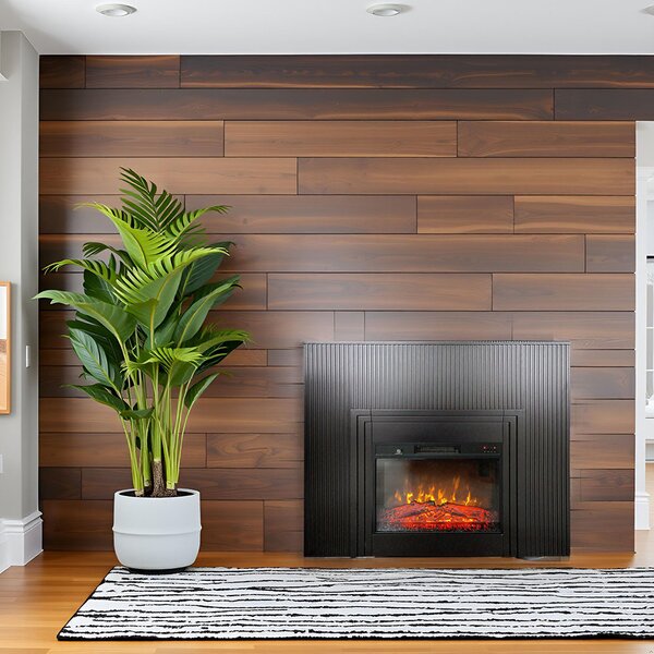 Free Standing Electric Fires with decorative slats ElectricSun LAMELIA Black Matte, with Sound Effect, 3 Colour, with APP, W120xH102cm