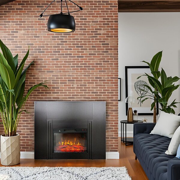Free Standing Electric Fires with decorative slats ElectricSun LAMELIA Black Matte, with Sound Effect, 3 Colour, with APP, W120xH102cm