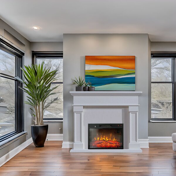 Free Standing Electric Fires ElectricSun Marisa White, with Sound Effect, 3 Colour, with APP, W120xH102cm