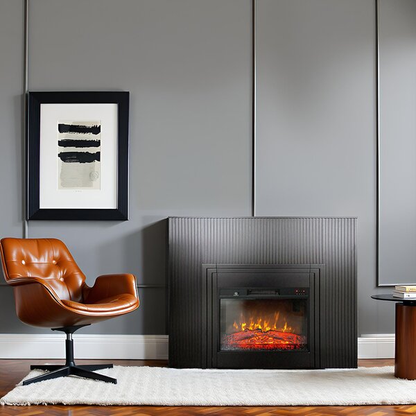Free Standing Electric Fires with decorative slats ElectricSun LAMELIA Black Matte, with Sound Effect, 3 Colour, with APP, W120xH102cm