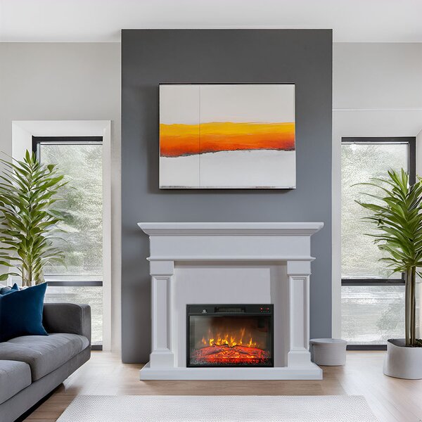 Free Standing Electric Fires ElectricSun Marisa White, with Sound Effect, 3 Colour, with APP, W120xH102cm