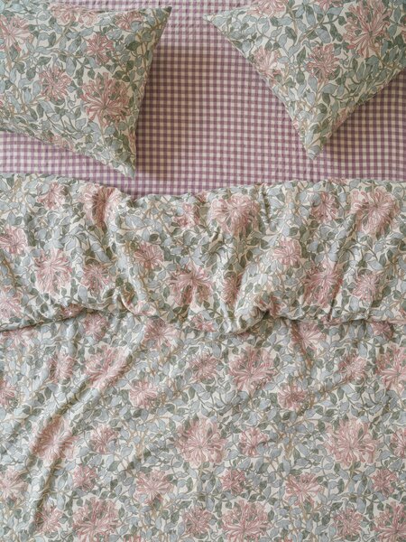 Soft Sage Honeysuckle Linen Blend Duvet Cover | Single | Piglet in Bed