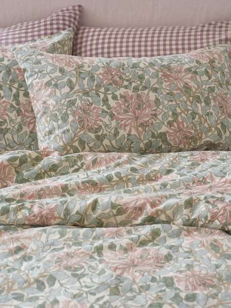 Soft Sage Honeysuckle Linen Blend Pillowcases (Pair) | Standard | Piglet in Bed
