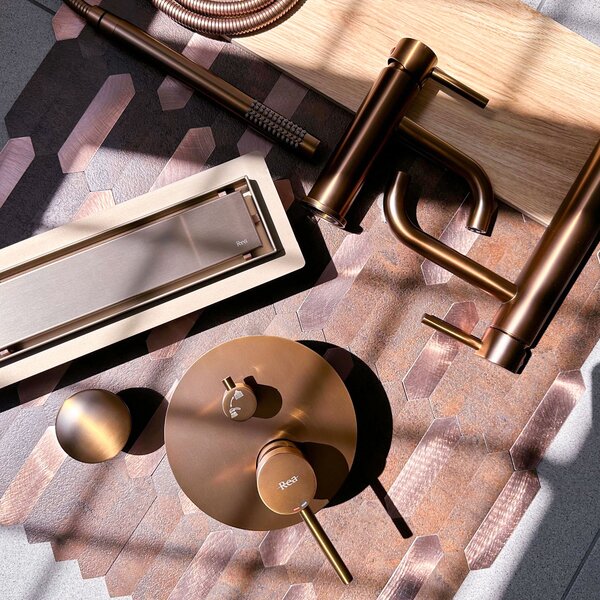 Linear drainage REA Neox pro Brushed Copper 60