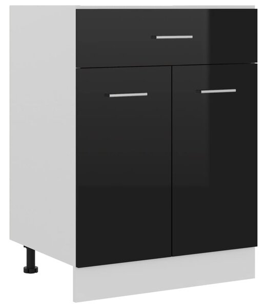 Drawer Bottom Cabinet High Gloss Black 60x46x81.5 cm Engineered Wood