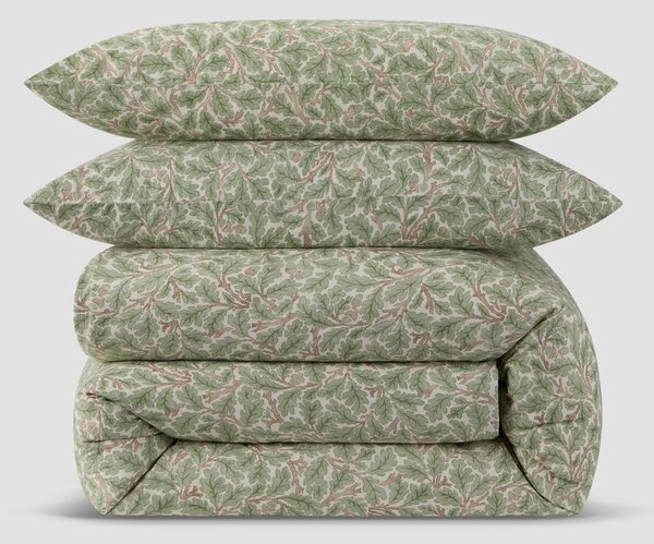 Leafy Arbour Oak Washed Cotton Percale Duvet Set | King | Piglet in Bed