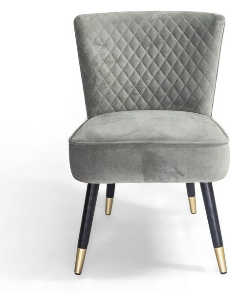 Sot Velvet Occasional Chair With Wenge And Brass Plated Legs - Soft Grey