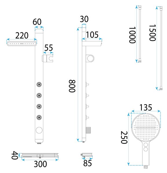 Shower set REA Karl Titanium