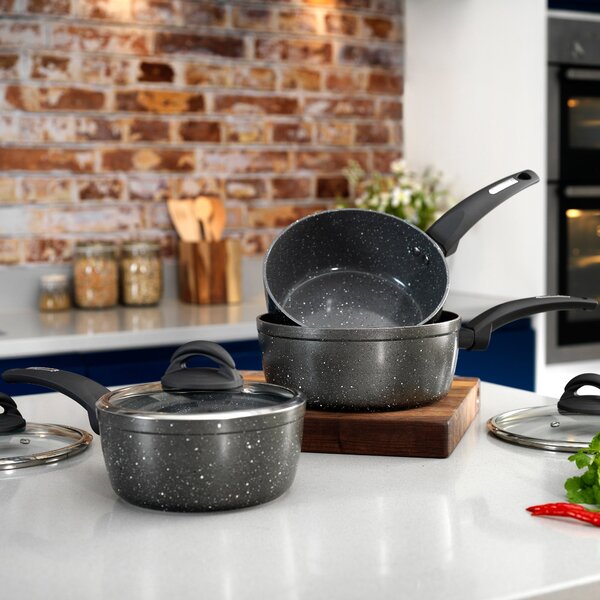 Tower Cerastone Forged Non-Stick 3 Piece Pan Set Graphite (Grey)