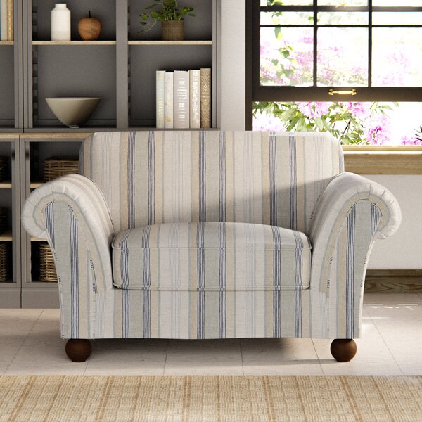 Angus Striped Linen Snuggle Chair Angus Soft Blue Stripe