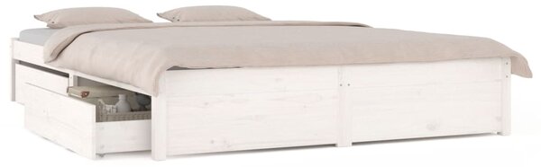 3103504 Bed Frame without Mattress with Drawers White 140x190 cm (814930+814995)