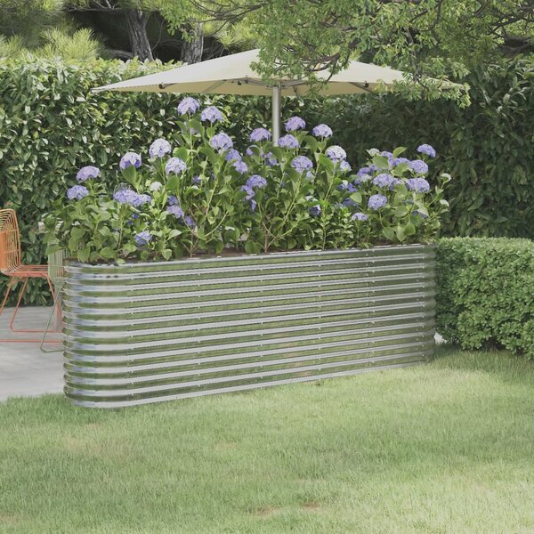 Garden Planter Powder-coated Steel 224x40x68 cm Silver