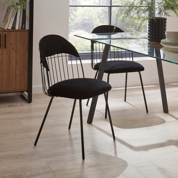 Marcela Set of 2 Chairs, Black Velvet Black Velvet