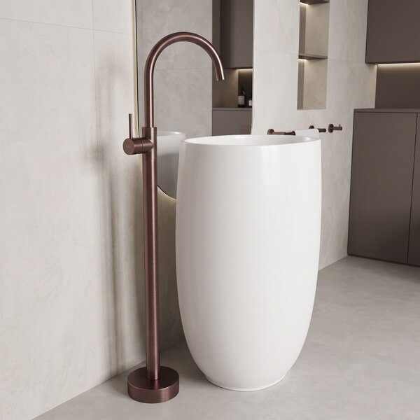 Floor-Standing Washbasin Faucet Rea Lungo Brush Brown