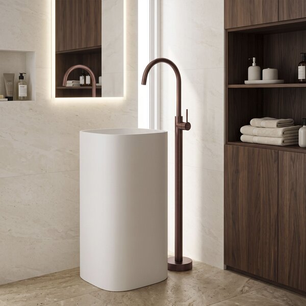 Floor-Standing Washbasin Faucet Rea Lungo Brush Brown
