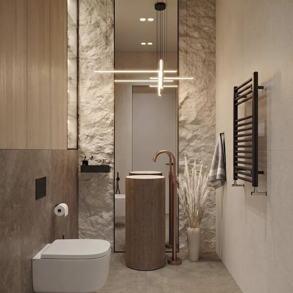 Floor-Standing Washbasin Faucet Rea Lungo Brush Brown