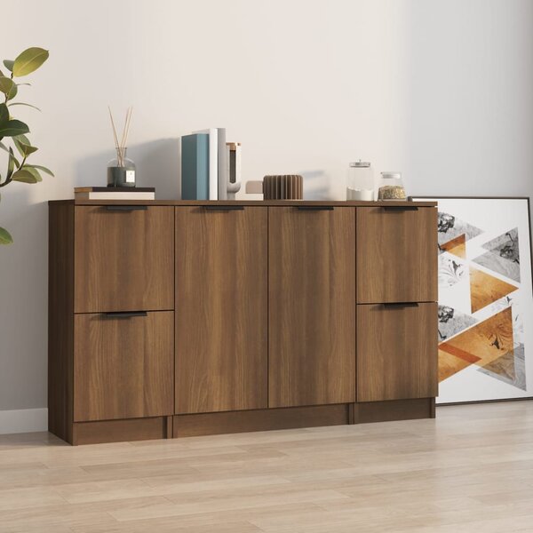 Sideboards 3 pcs Brown Oak Engineered Wood