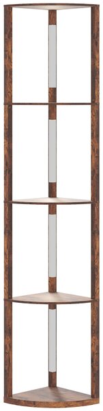 HOMCOM Floor Standing Lamp with Shelves, LED Floor Lamp with 3000K Dimmable Warm White Light for Living Room Bedroom, Rustic Brown Aosom UK