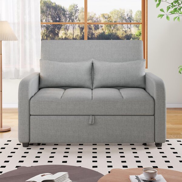 Multifunctional Folding Sofa Bed with Adjustable Backrest and 2 Cushions, Daybed for Compact Flats, 127L x 75-180W x 94H cm, Dark Grey Aosom UK