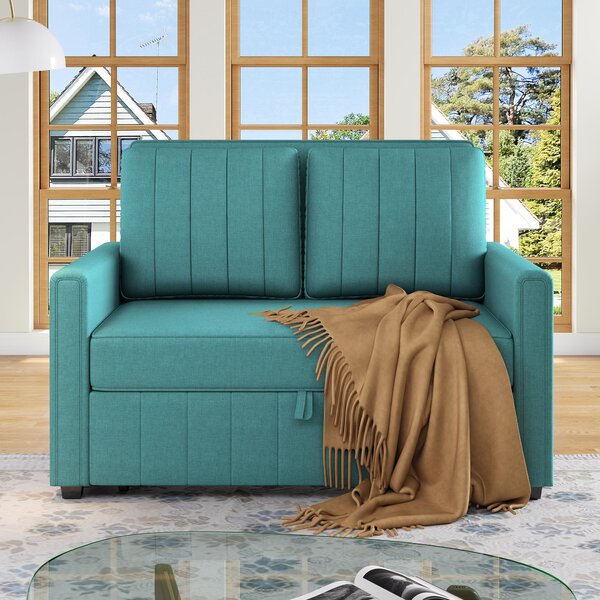 Multifunctional Folding Sofa Bed with Adjustable Backrest and 2 Cushions, Daybed Ideal for Small Homes, 127L x 75-180W x 94H cm, Green Aosom UK