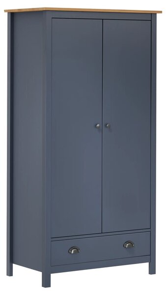 2-Door Wardrobe Hill Grey 89x50x170 cm Solid Pine Wood