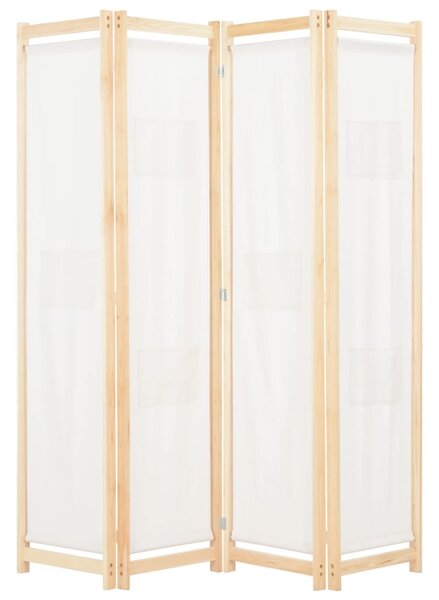 4-Panel Room Divider Cream 160x170x4 cm Fabric