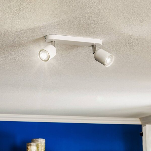 Top ceiling spotlight, two-bulb, white