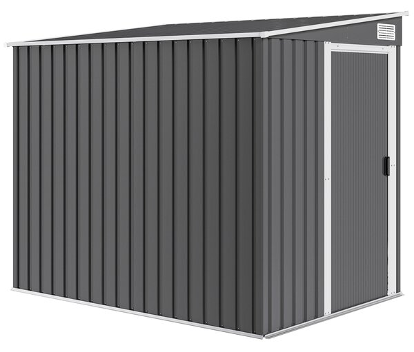 Outsunny 7 x 5ft Galvanised Metal Shed, with Sliding Door - Dark Grey