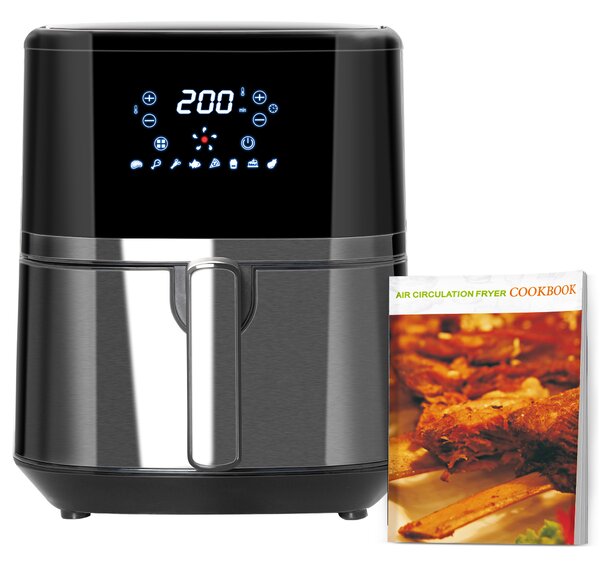 HOMCOM 4.5L Digital Air Fryer, 1500W W/ Digital Display, Adjustable Temperature, Timer and Nonstick Basket, Black Aosom UK