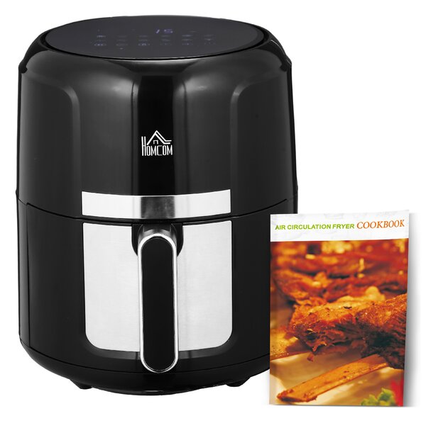 HOMCOM Compact Air Fryer Oven: 1300W 4L Capacity, Rapid Air Circulation, Adjustable Temperature & Timer, Non-Stick Basket, Black Aosom UK