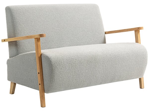 HOMCOM Small Sherpa Fabric 2 Seater Sofa Settee - Light Grey