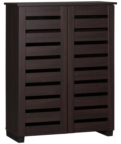 HOMCOM 5-Tier Narrow Shoe Cabinet with Adjustable Shelves - Dark Brown