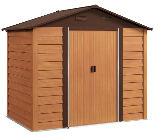 Outsunny Garden Storage Shed with Sliding Door - Brown Wood Effect