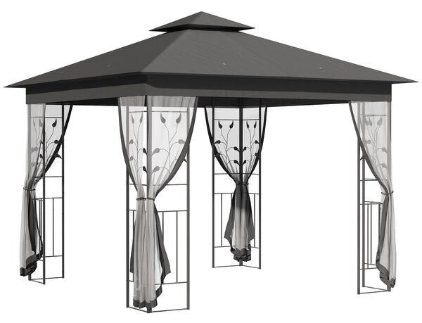 Outsunny 3 x 3(m) Steel Frame Double Roof Garden Gazebo - Grey